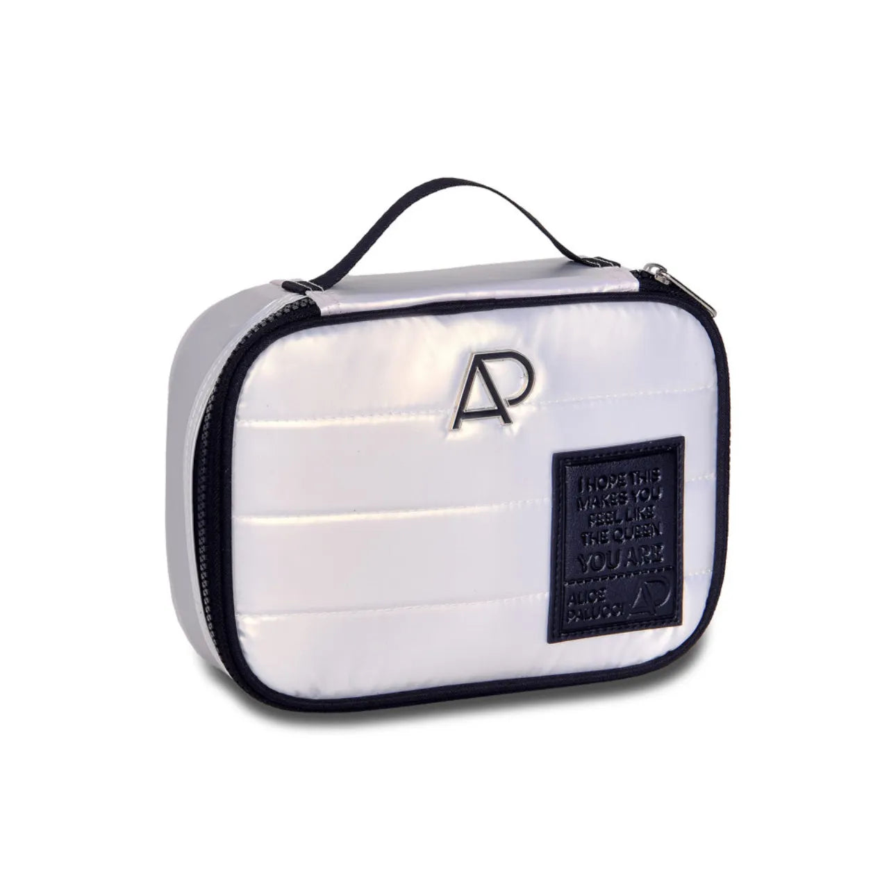 Mochila De Roda Juvenil Metalizado Branco Alice Palucci Com Estojo