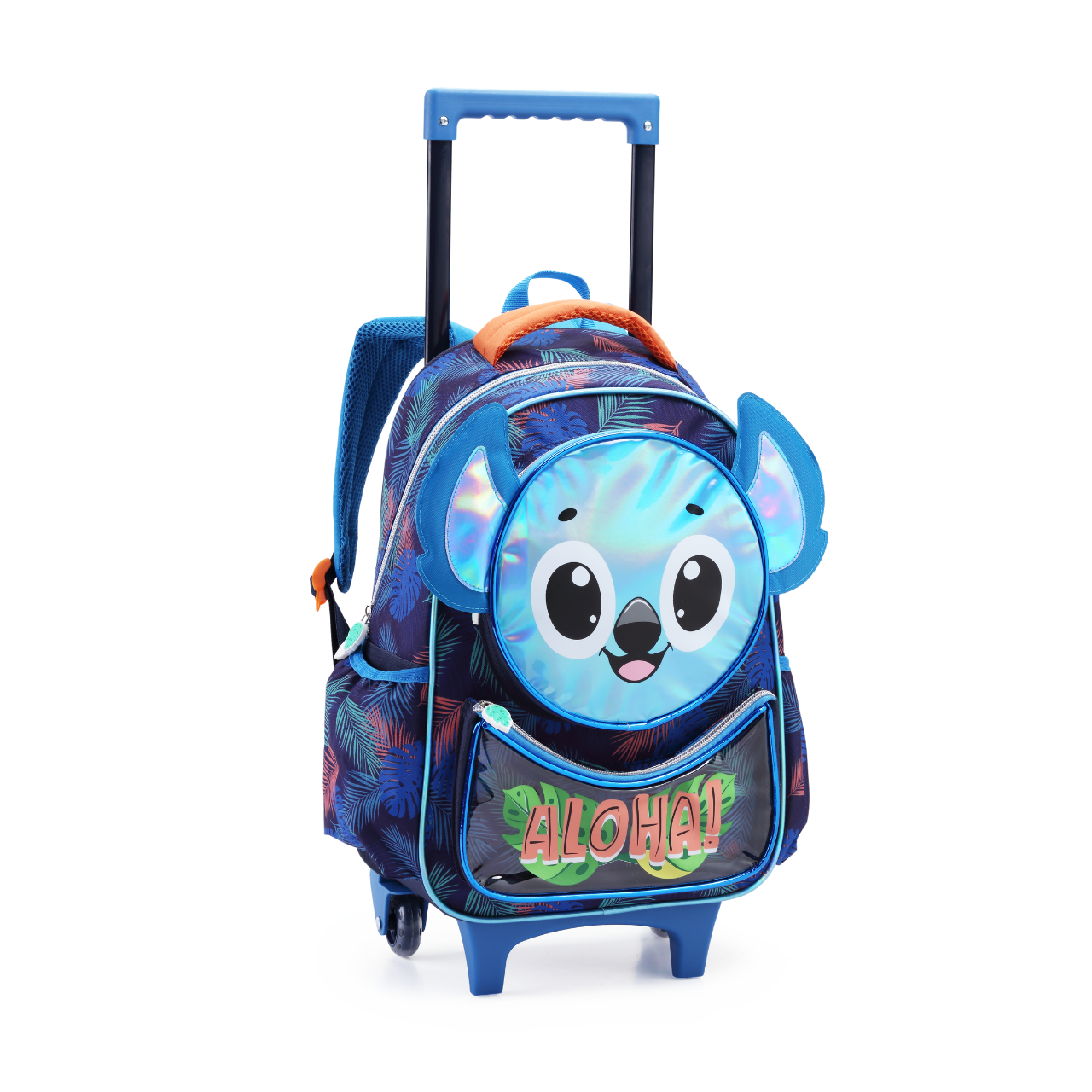 Kit Mochila de Rodas Aloha Azul com Lancheira e Estojo