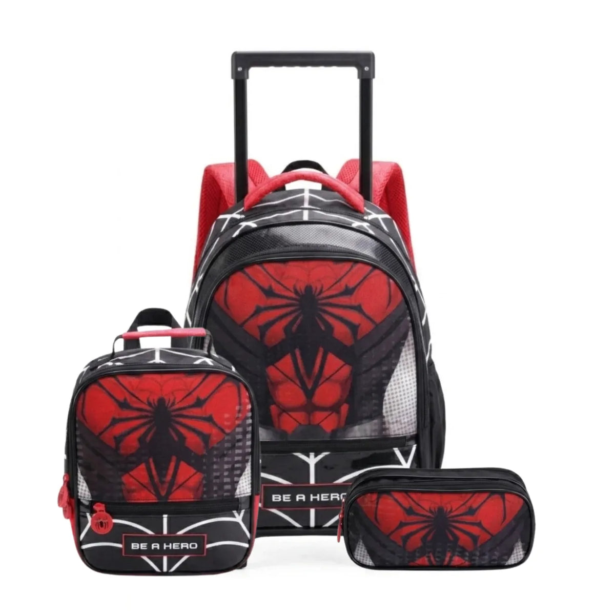 Kit Mochila de Rodas Be a Hero Spider com Lancheira e Estojo