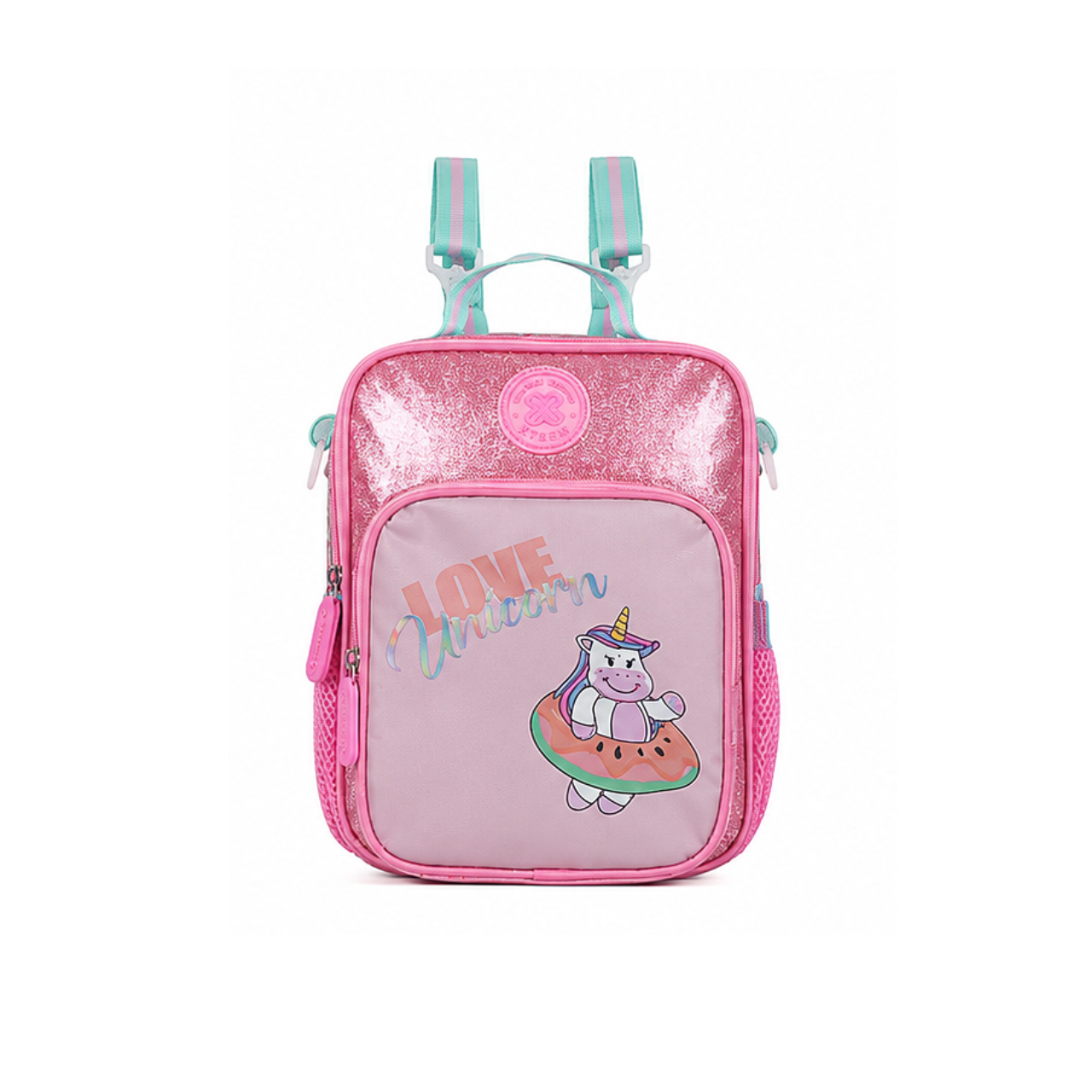 Kit Mochila de Rodas Love Unicorn com Lancheira e Estojo