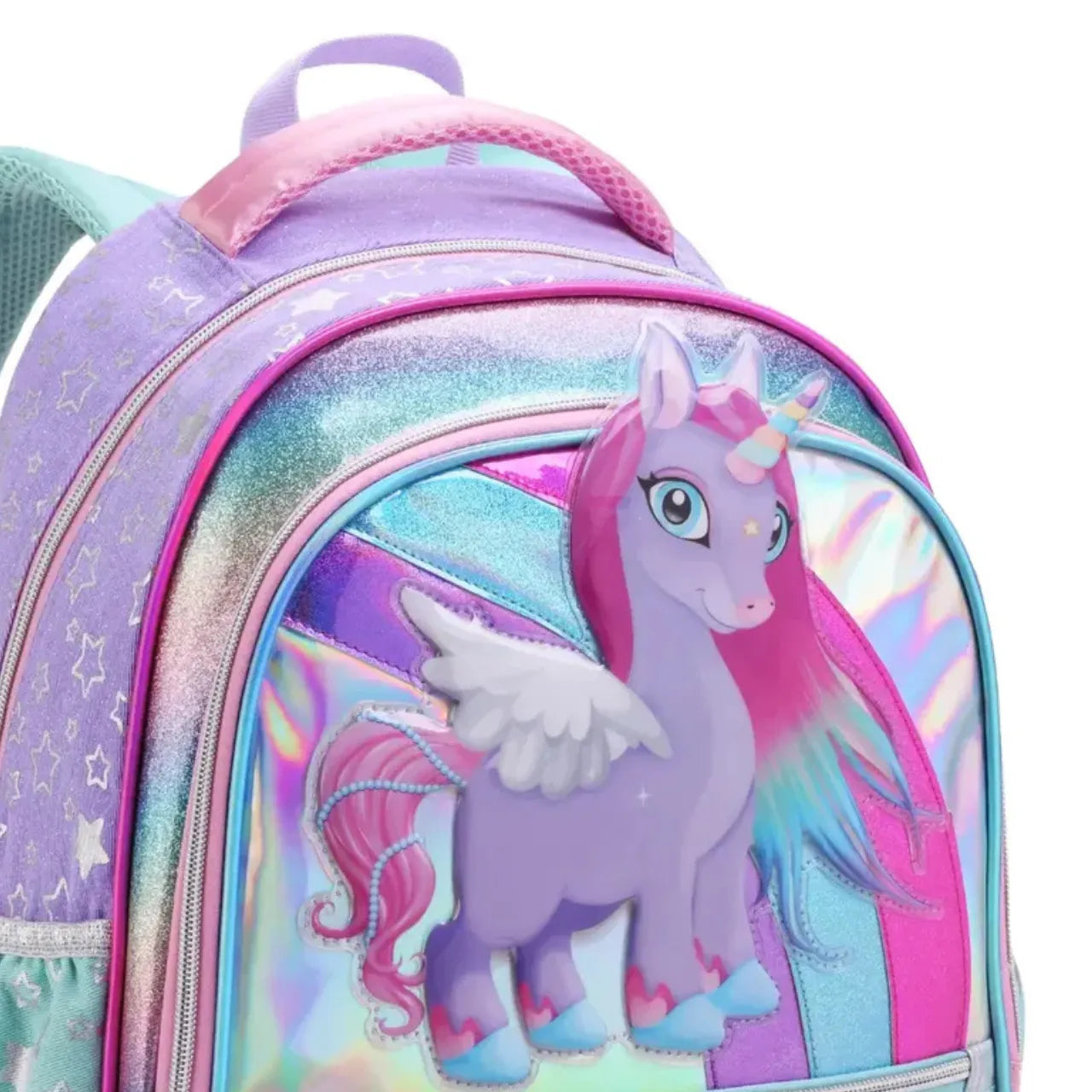 Mochila de Costas Unicórnio Friends Roxa Infantil Denlex