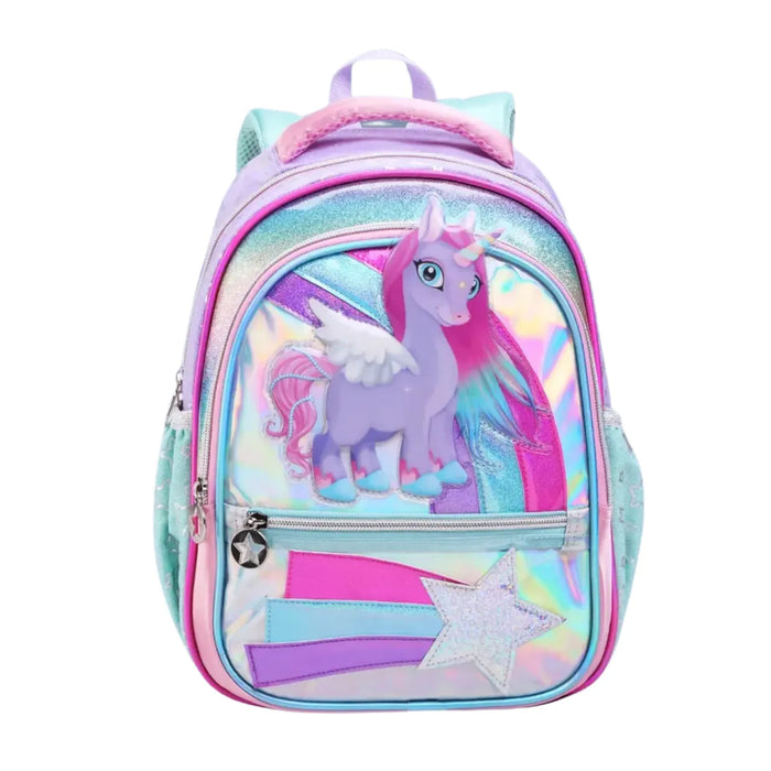 Mochila de Costas Unicórnio Friends Roxa Infantil Denlex
