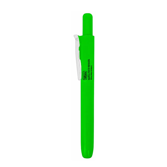 Marcador de Texto Retrátil Neon Verde Tilibra