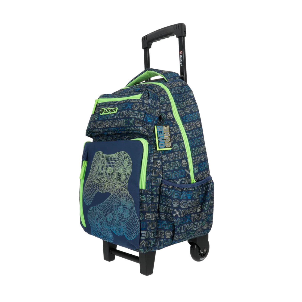 Kit Mochila de Rodas Game Azul com Lancheira e Estojo