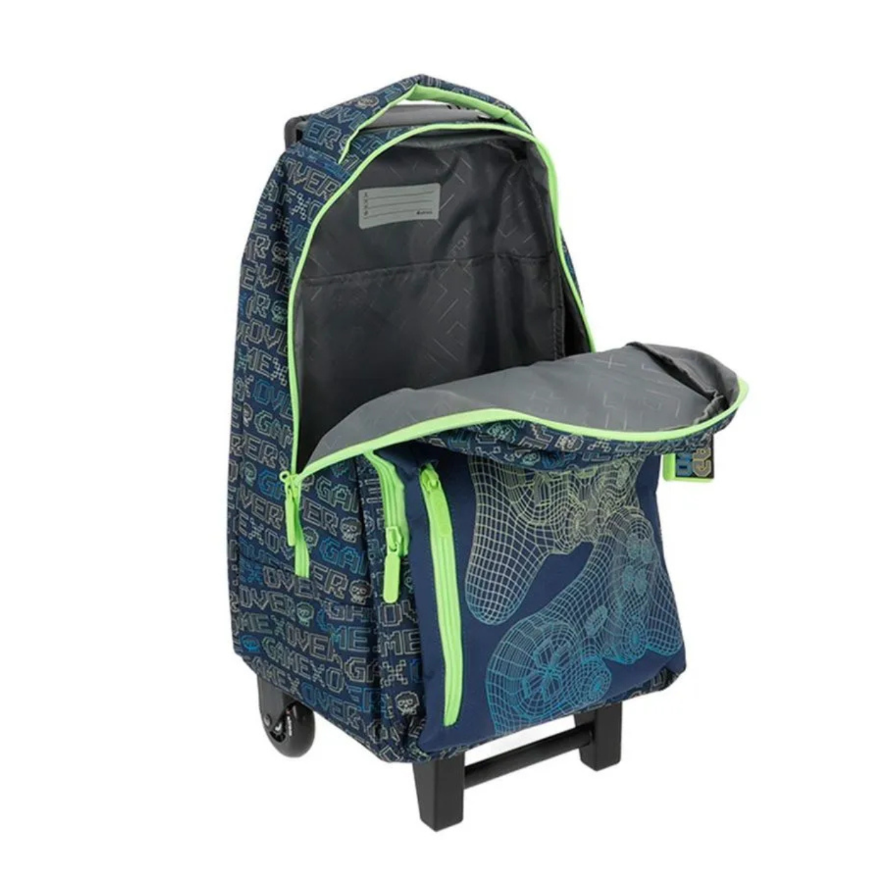 Kit Mochila de Rodas Game Azul com Lancheira e Estojo