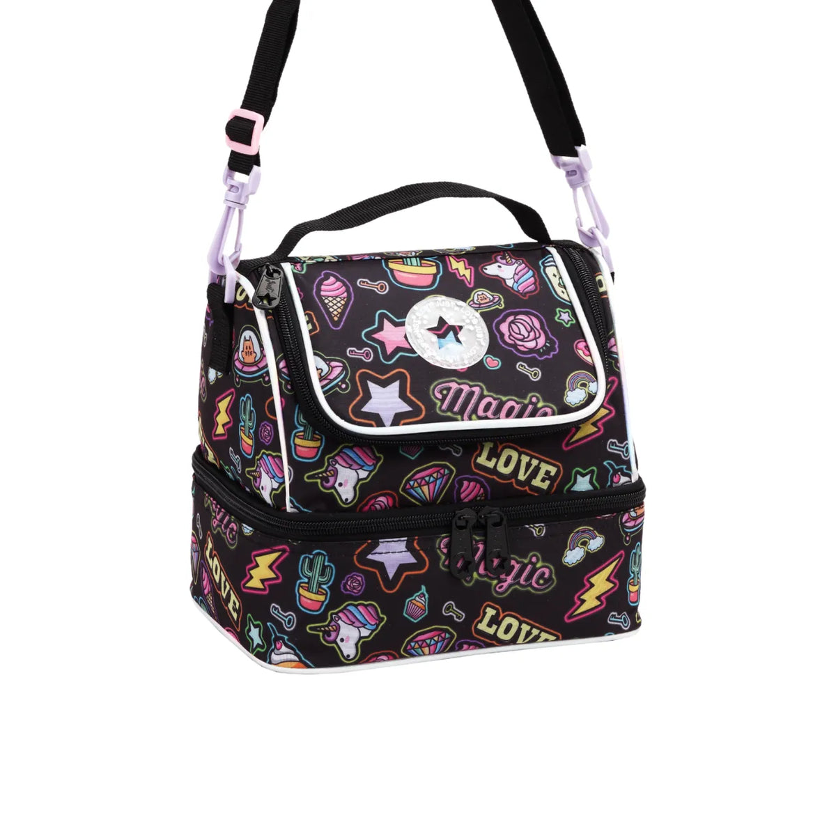 Kit Mochila de Rodas Magic Preta com Lancheira e Estojo