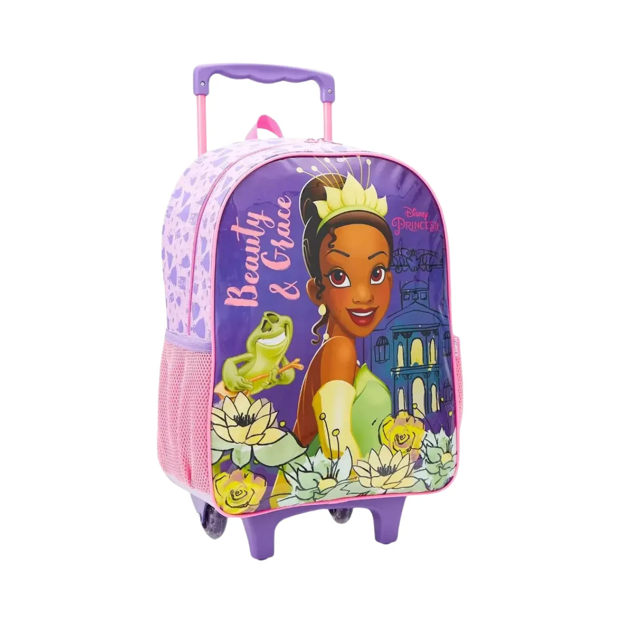 Kit Mochila de Rodas Tiana Roxa com Lancheira e Estojo