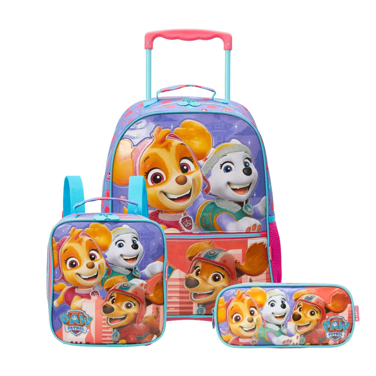 Kit Mochila de Rodas Paw Patrow Skye com Lancheira e Estojo