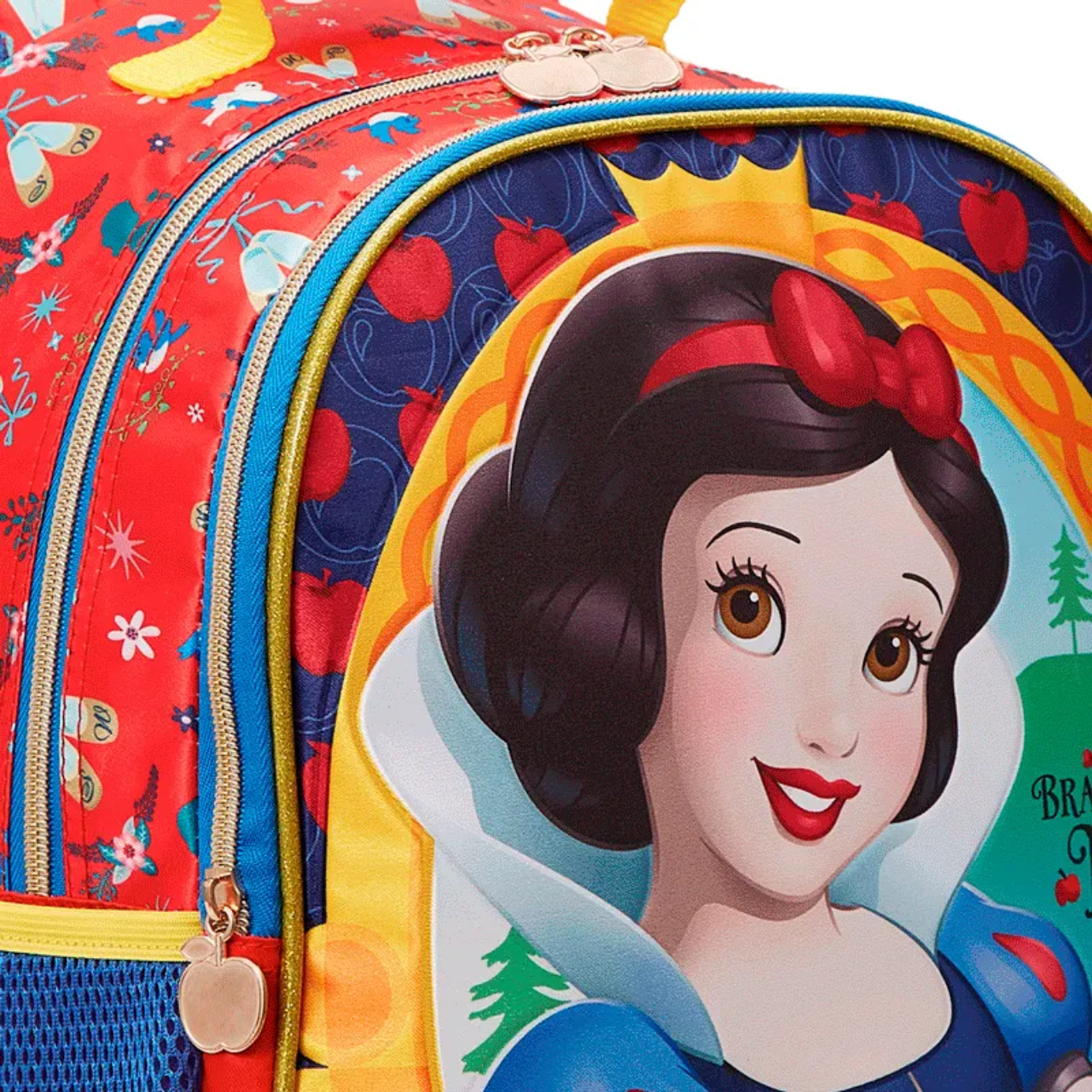 Kit Mochila de Rodas Branca de Neve com Lancheira e Estojo