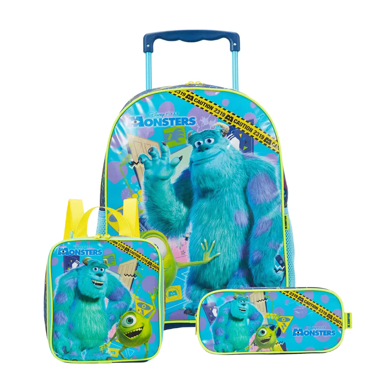 Kit Mochila de Rodas Monstros S.A com Lancheira e Estojo