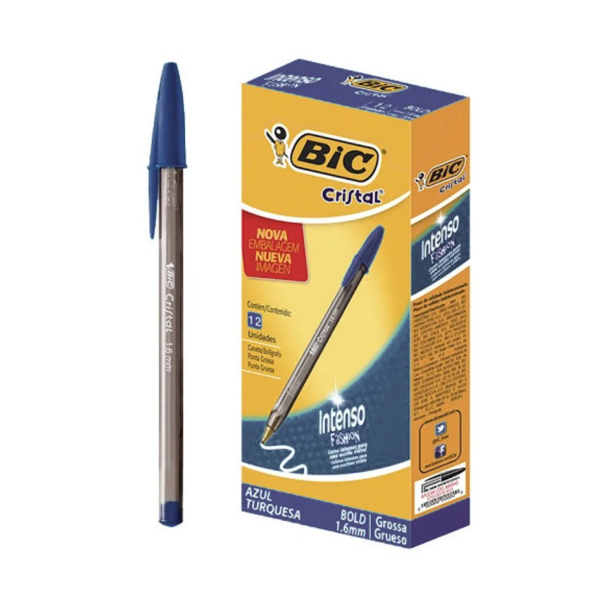 Caneta Esferográfica Cristal Bold 1,6mm Azul Bic