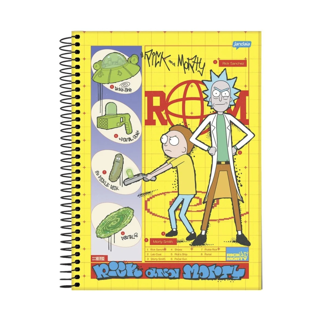 Caderno Rick and Morty 80 Folhas Espiral Jandaia