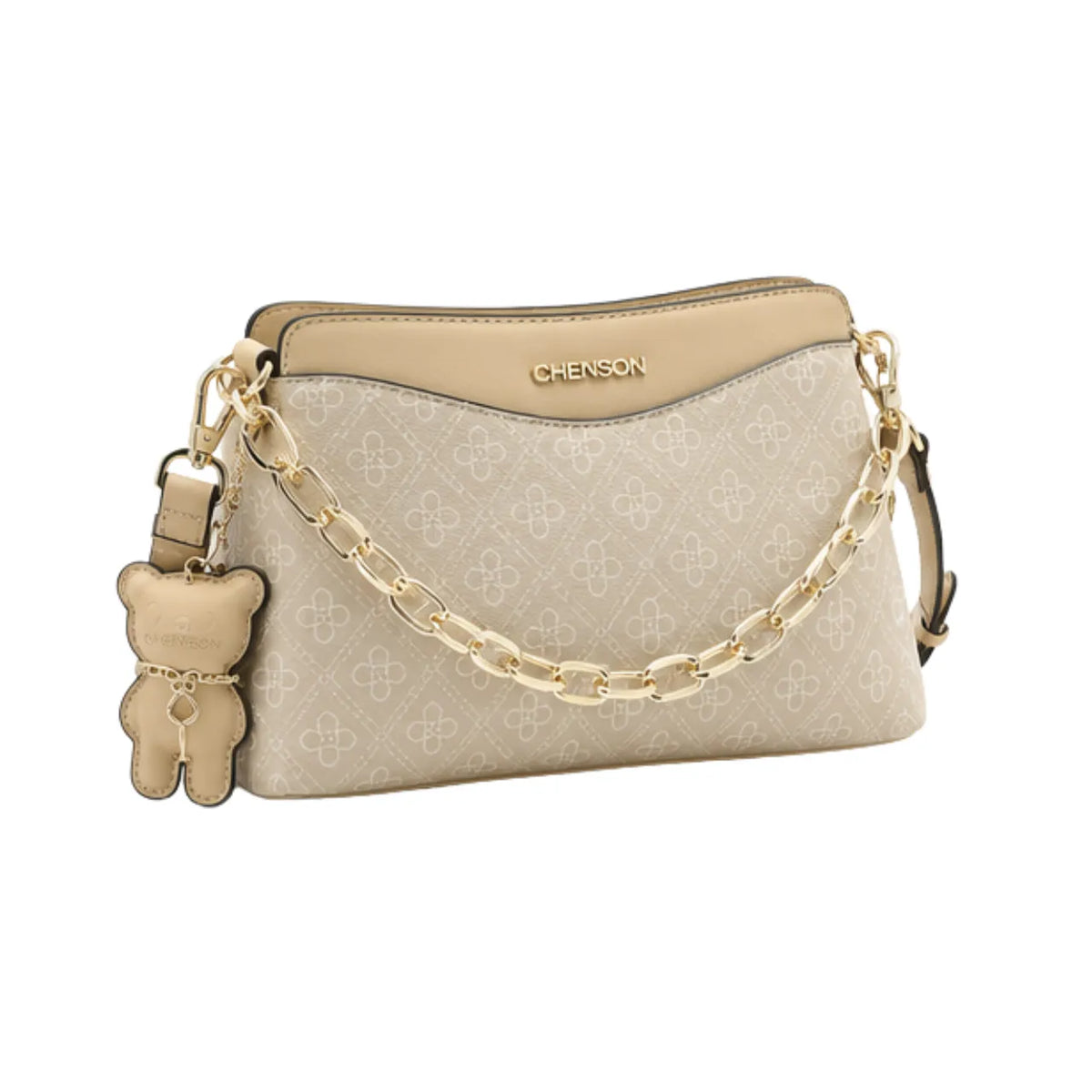 Bolsa Feminina Bege Texturizada Transversal Chenson