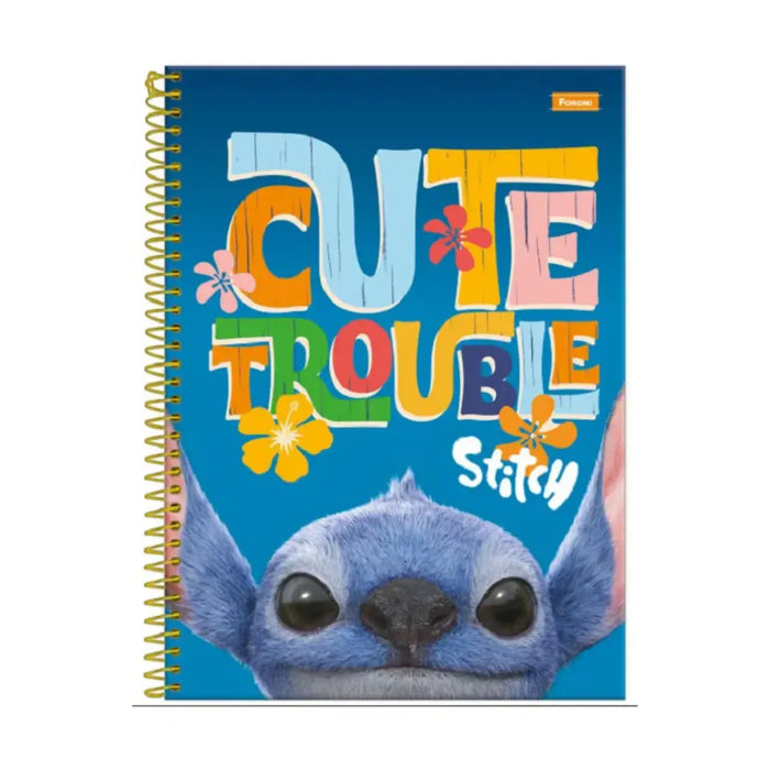 Caderno Stitch Cute Trouble 10 Matérias 160 Folhas Foroni