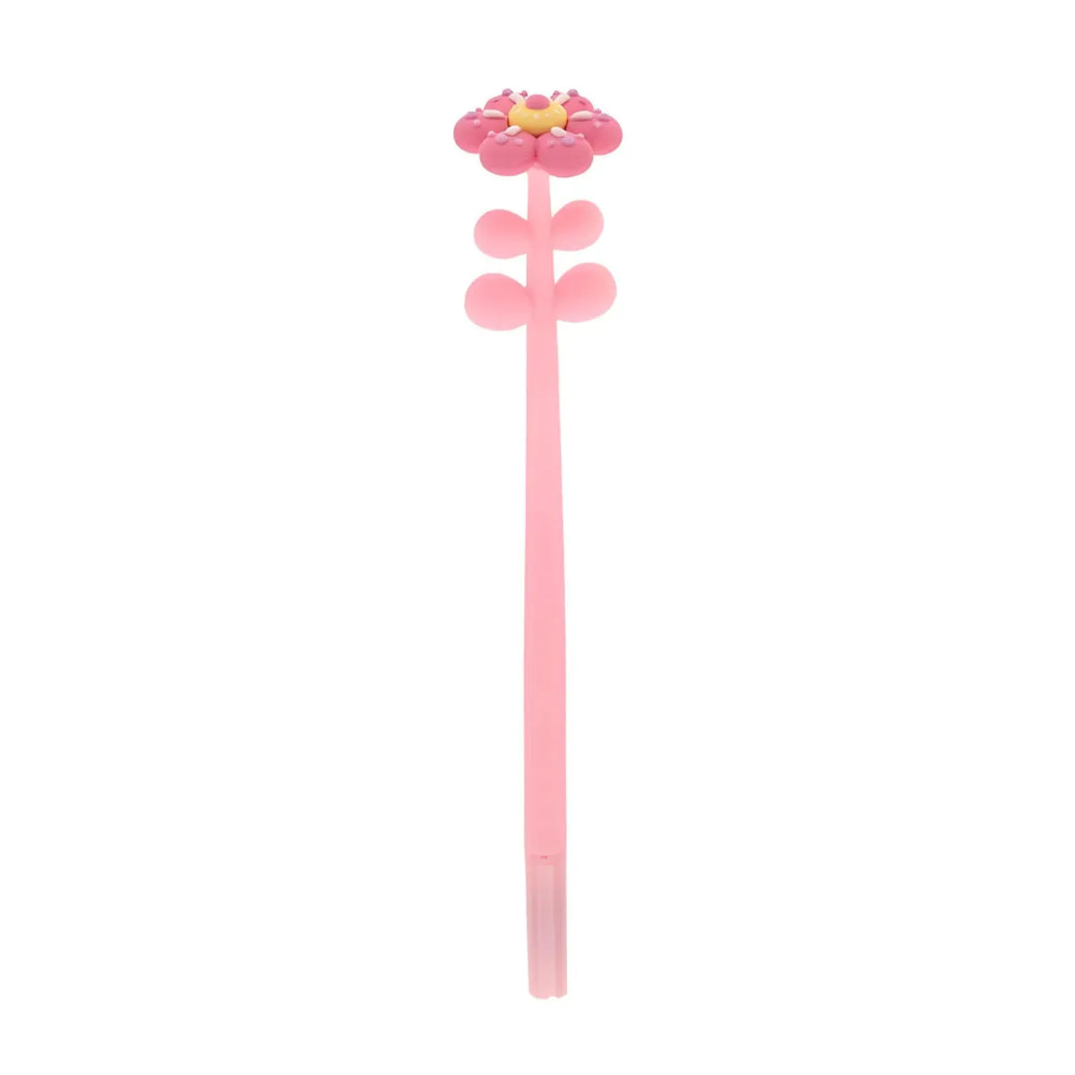 Caneta Gel Flowers Rosa 0.5mm Escrita Preta Molin