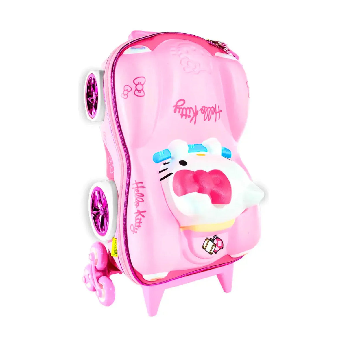 Kit Mochila de Rodinha 3D Hello Kitty Carro Diplomata