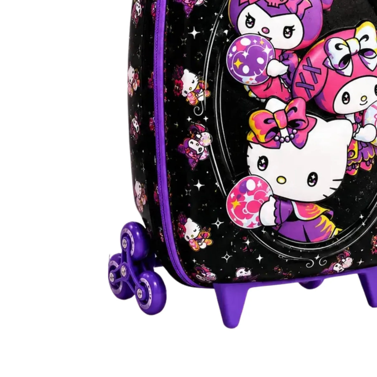 Kit Mochila de Rodinha 3D Hello Kitty Candy Diplomata