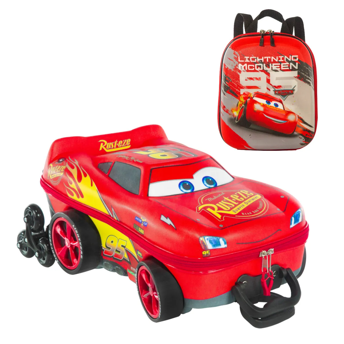 Kit Mochila Rodinha McQueen Carro com Lancheira Diplomata