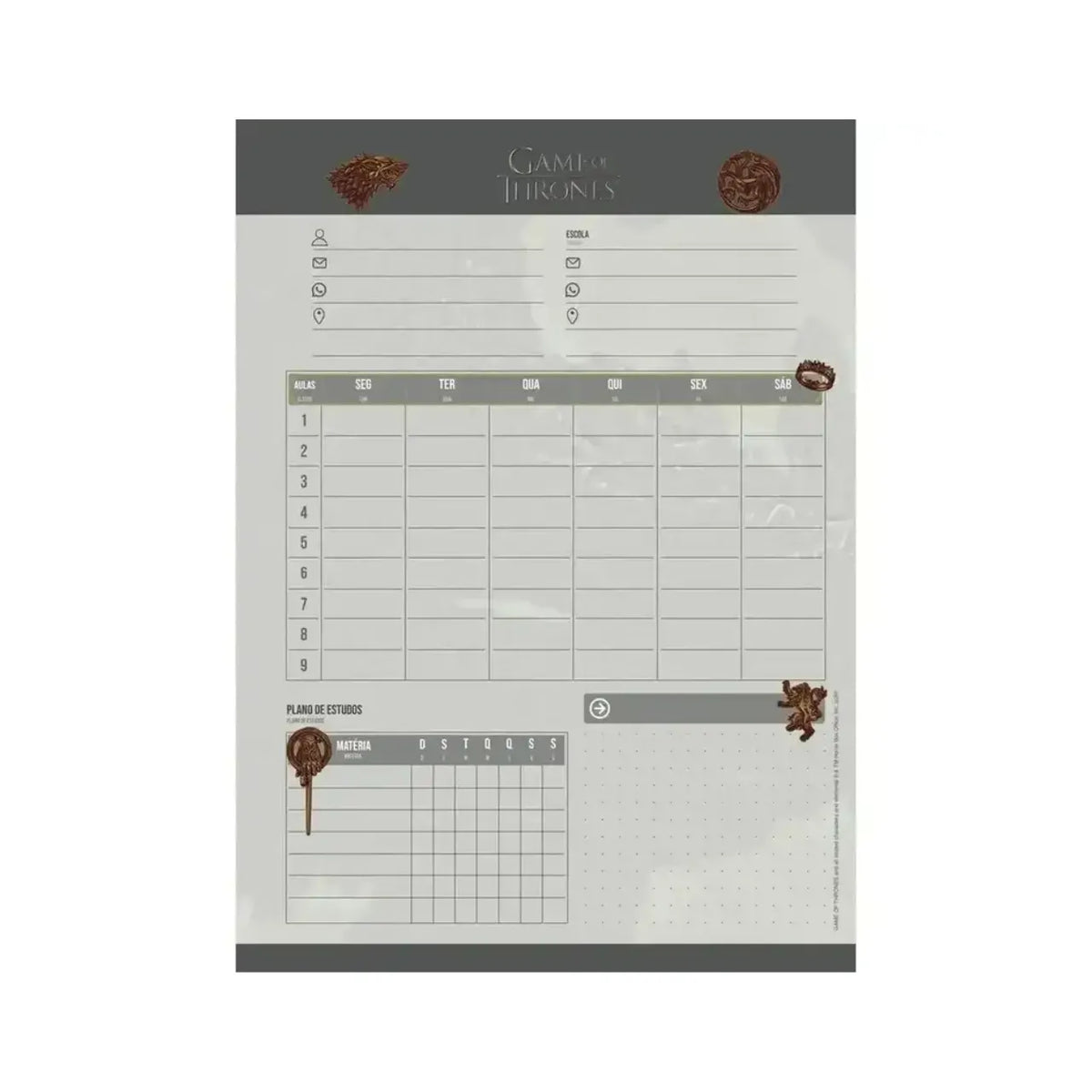 Caderno 20 Matérias Game of Thrones 320 Folhas Jandaia