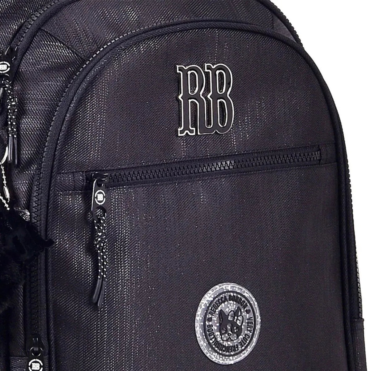 Kit Mochila 4 Rodas Rebecca Bonbon Preta Lancheira e Estojo