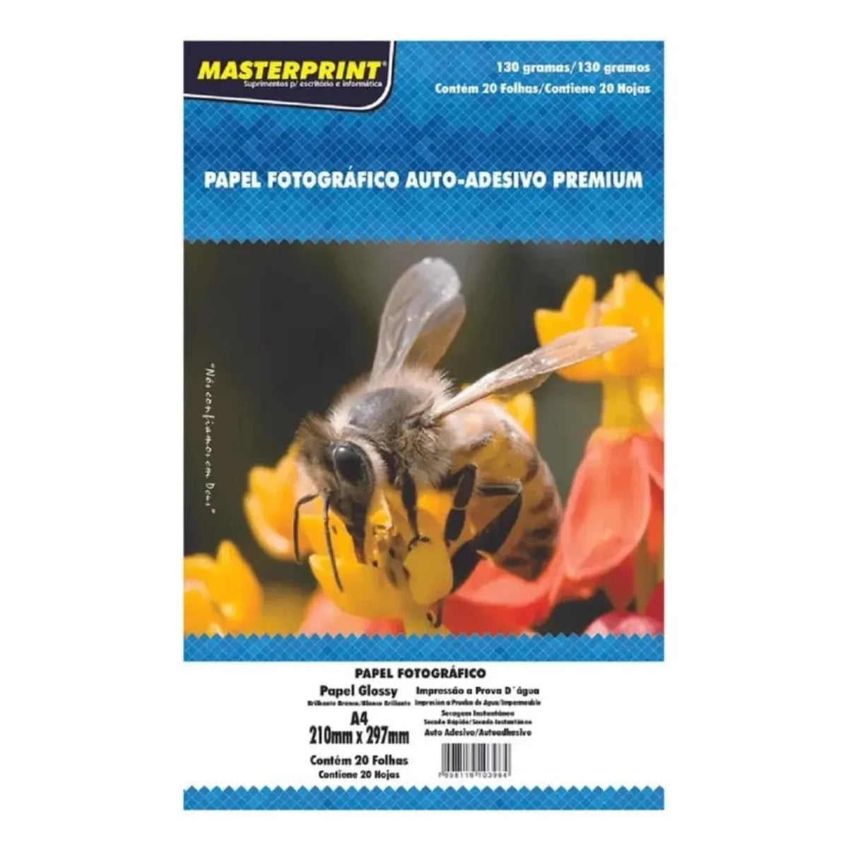 Papel Fotográfico Adesivo A4 Glossy 130g 20 Folhas Masterprint