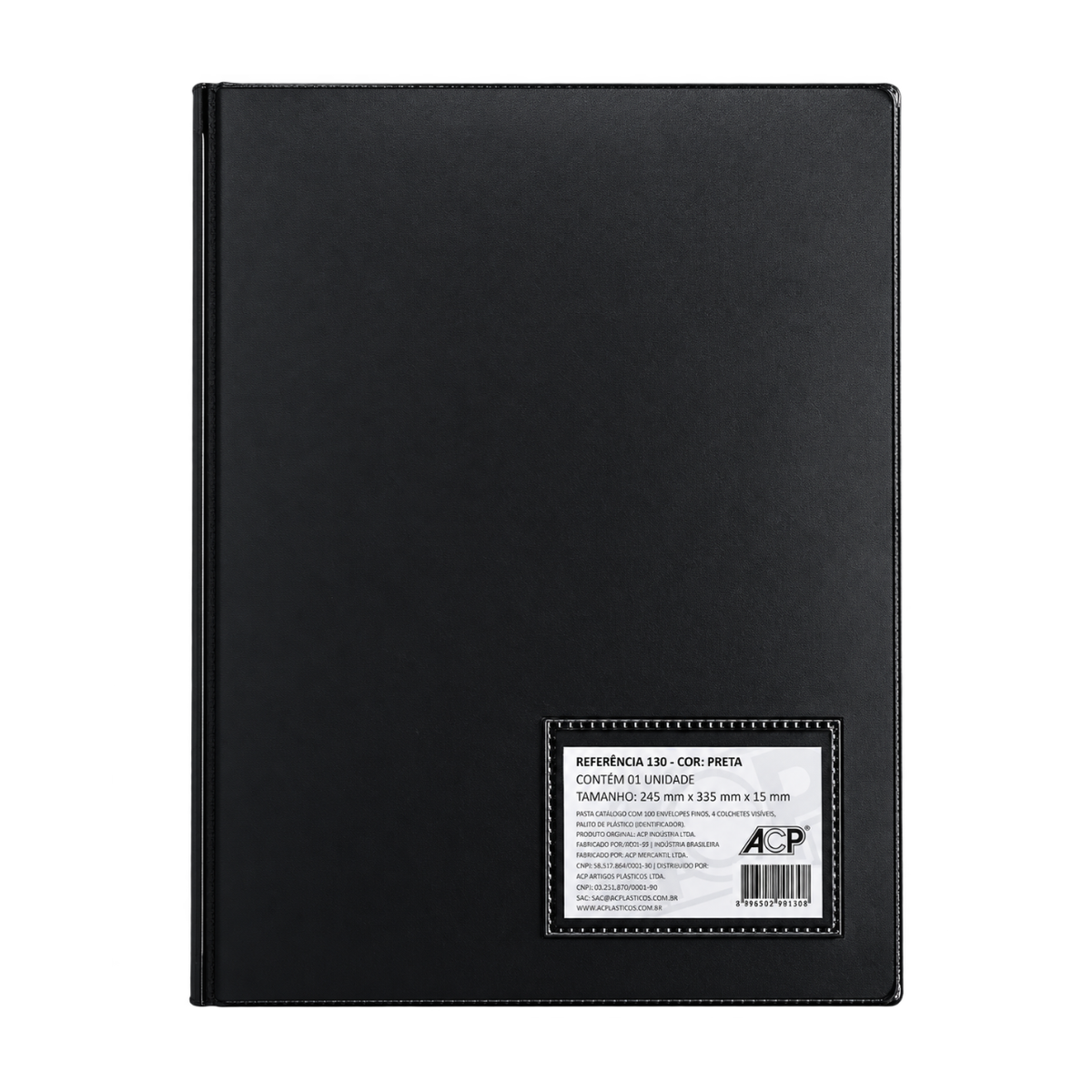 Pasta Catálogo ACP Preta 100 Envelopes 4 Colchetes