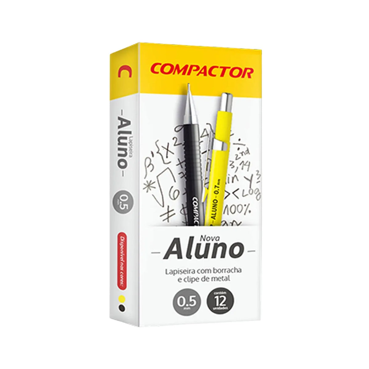Lapiseira 0.5mm Compactor Aluno Amarela com Borracha