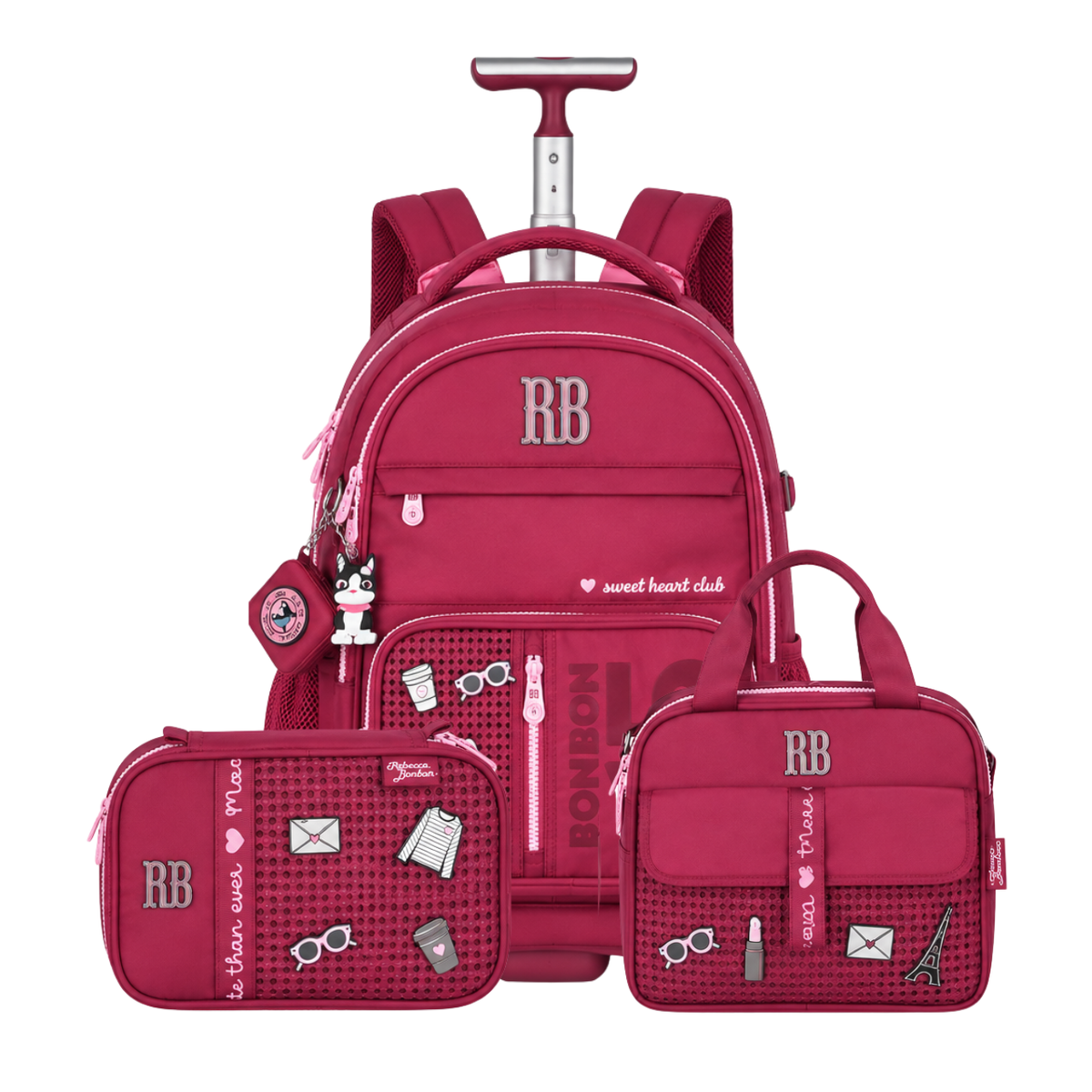 Kit Mochila de Rodas Rebecca Bonbon Lancheira e Estojo Box