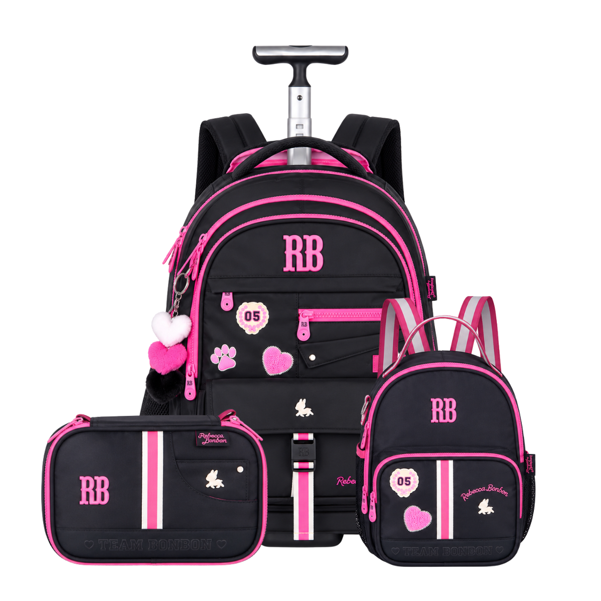 Kit Mochila de Rodas Rebecca Bonbon Lancheira e Estojo Box