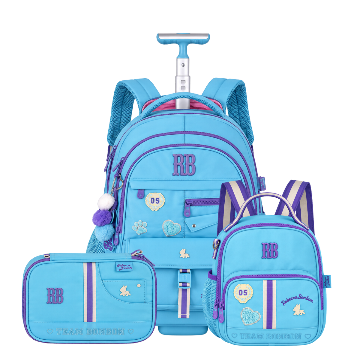 Kit Mochila de Rodas Rebecca Bonbon Lancheira e Estojo Box
