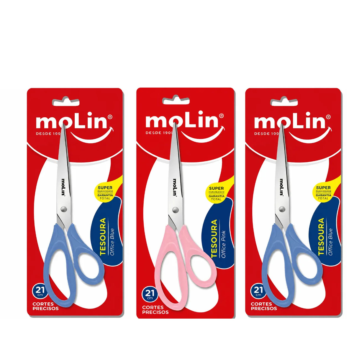 Tesoura Office Azul 21cm Molin Aço Inox