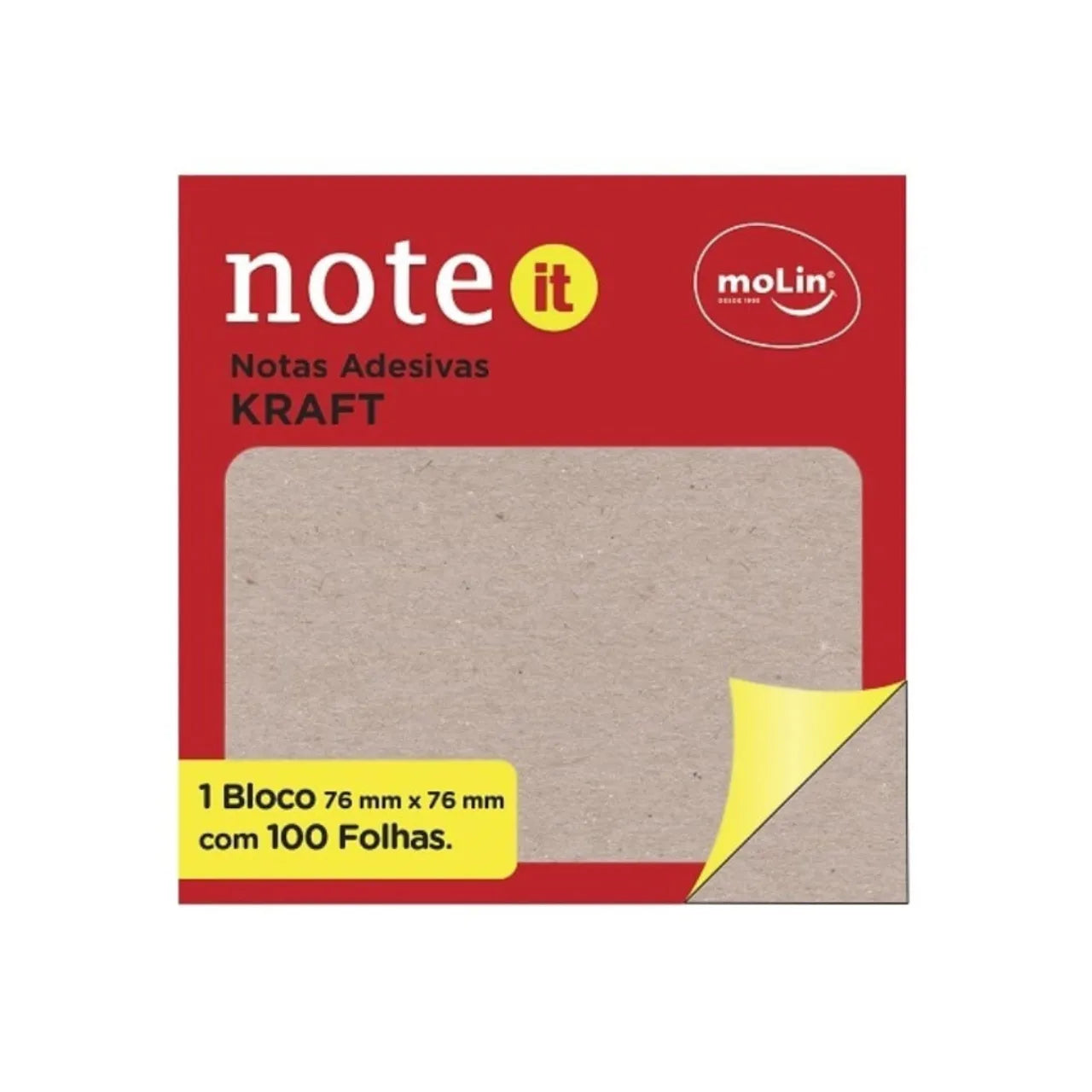 Bloco Notas Adesivas Kraft 76x76mm 100 Folhas Molin