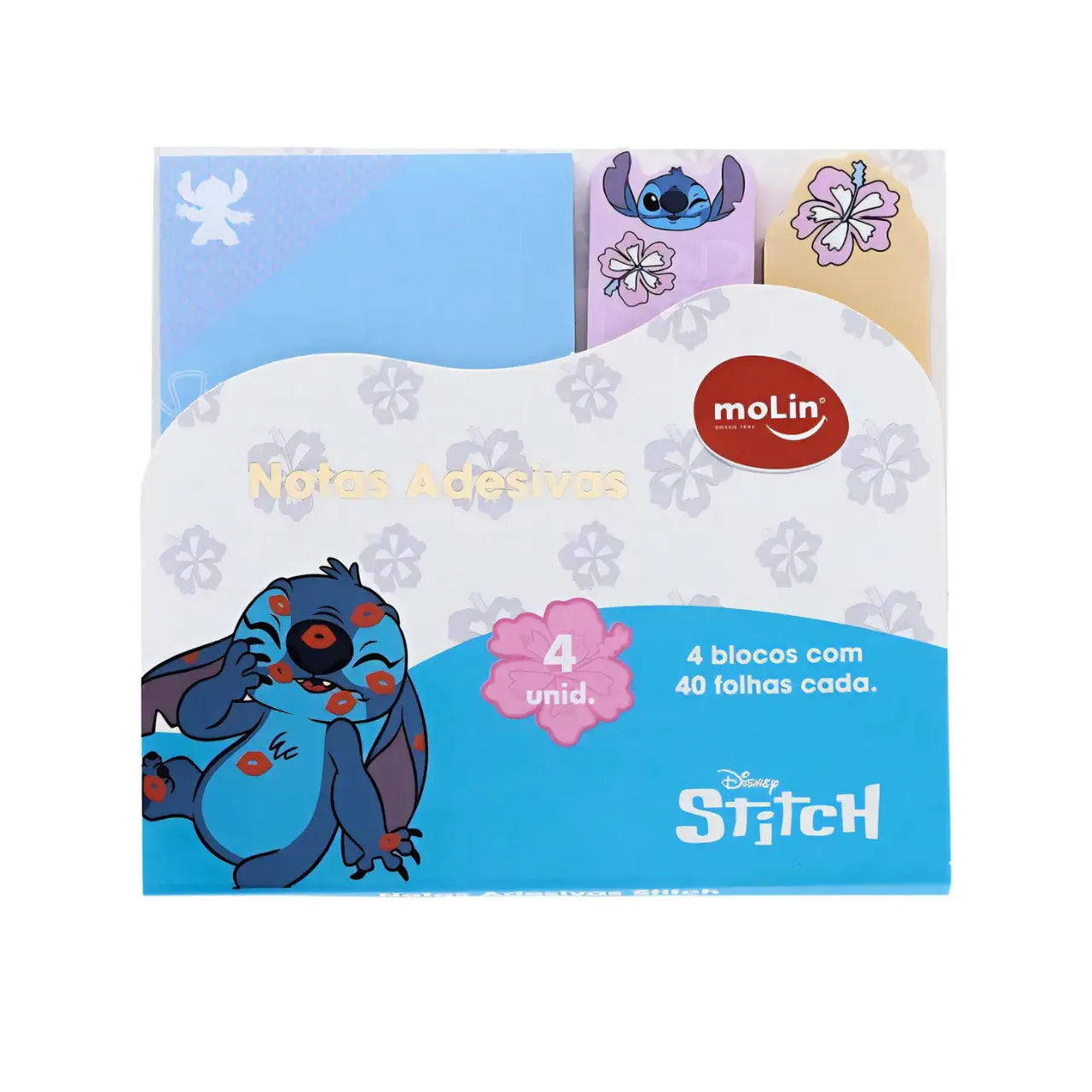 Bloco Notas Adesivas Stitch 4 Blocos com 40 Folhas Molin