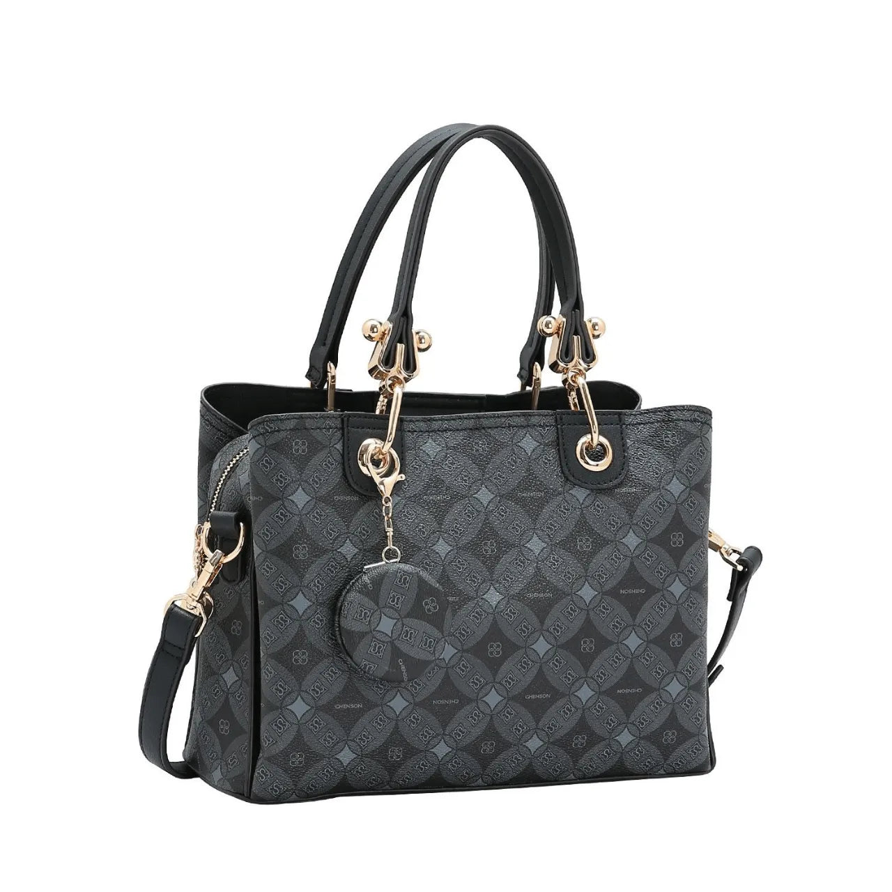 Bolsa Feminina Chenson Preta Monograma Mão Transversal