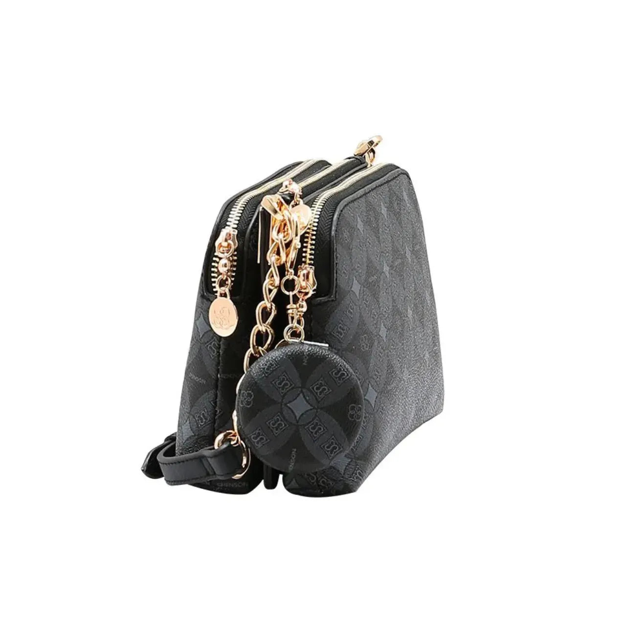Bolsa Feminina Chenson Preta Transversal Monograma