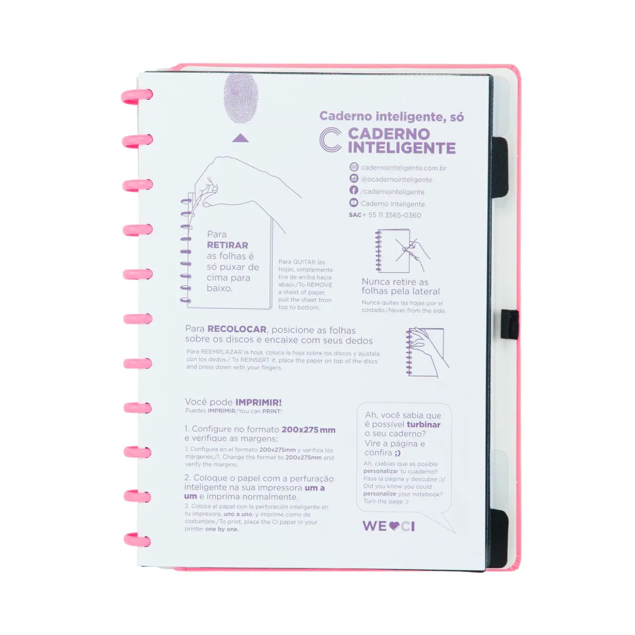 Caderno Inteligente Grande All Pink