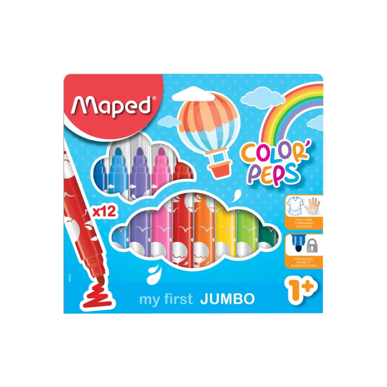 Caneta Hidrográfica Ultralavável Jumbo 12 Cores COLOR´PEPS MAPED