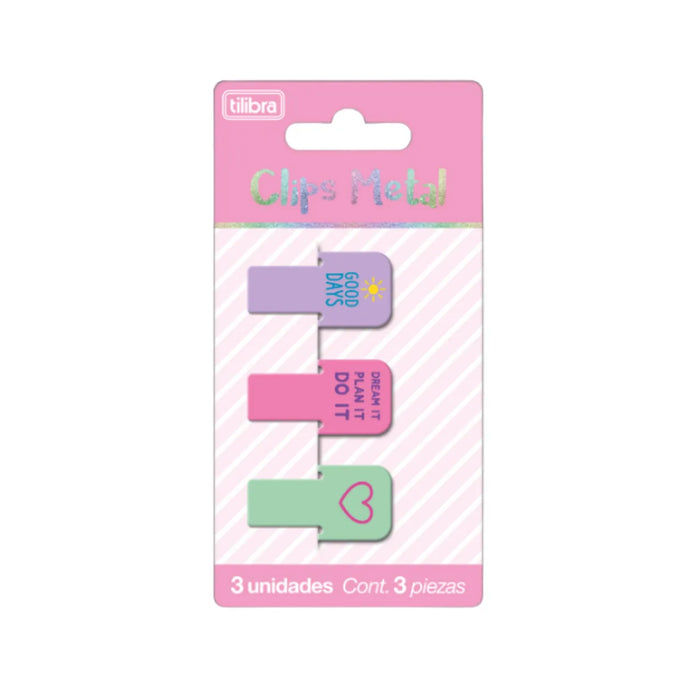 Clips Metal Decorativo 28mm Tilibra Colorido