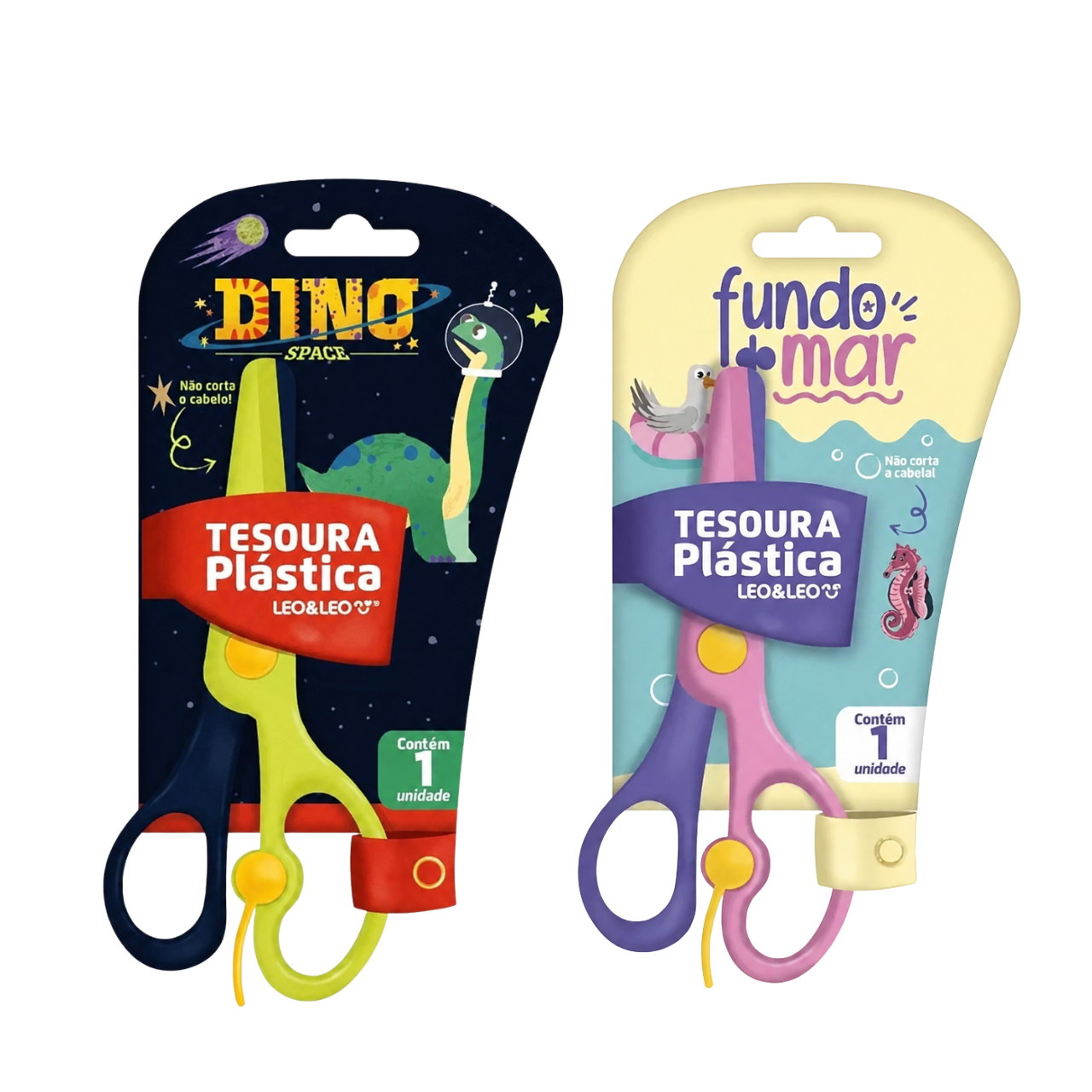 Tesoura Plástica Dino Leo e Leo