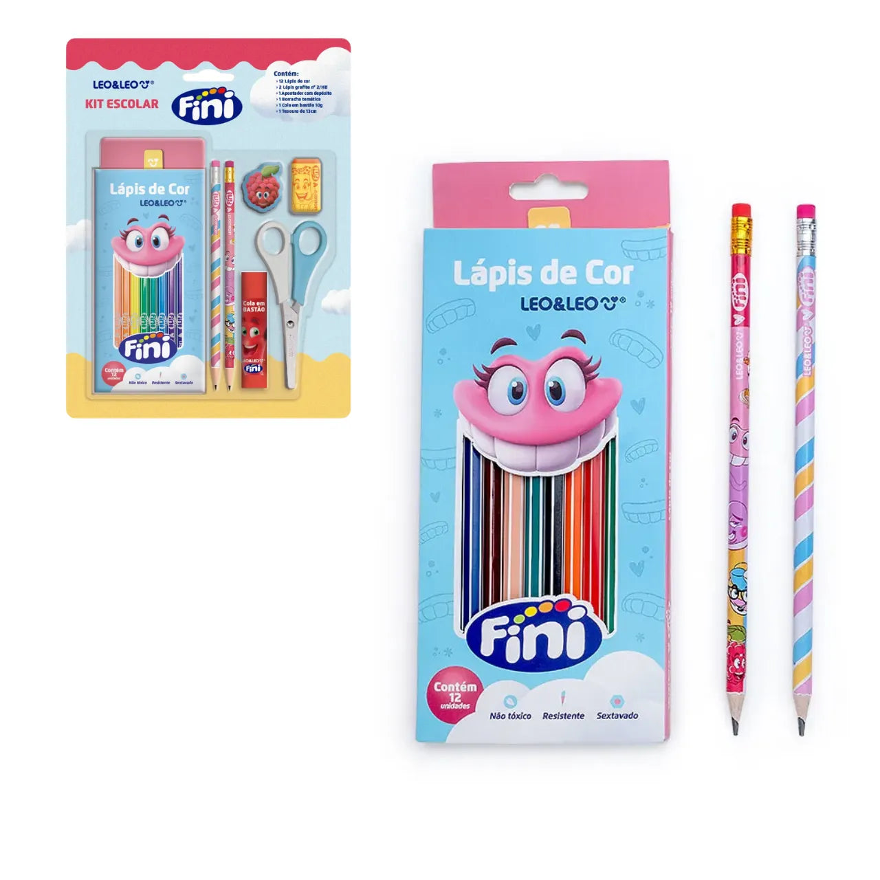 Kit Escolar Fini com 18 Itens Leo&Leo