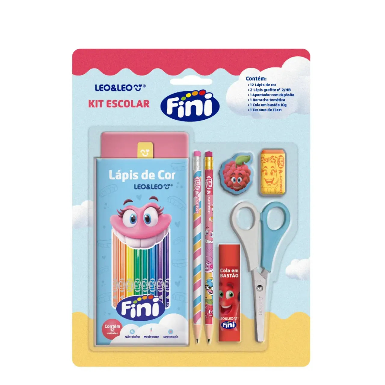 Kit Escolar Fini com 18 Itens Leo&Leo