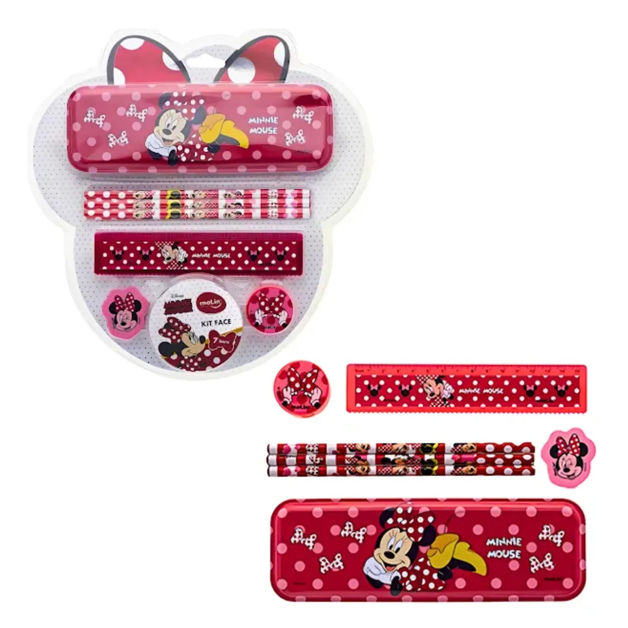Kit Escolar Infantil Minnie 7 Itens Disney Molin