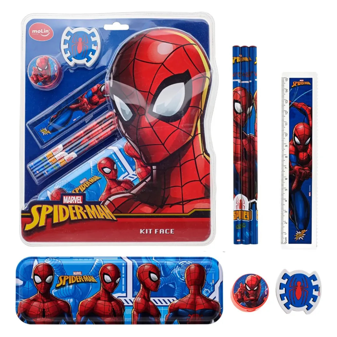Kit Escolar Infantil Spider Man 7 Itens Marvel Molin