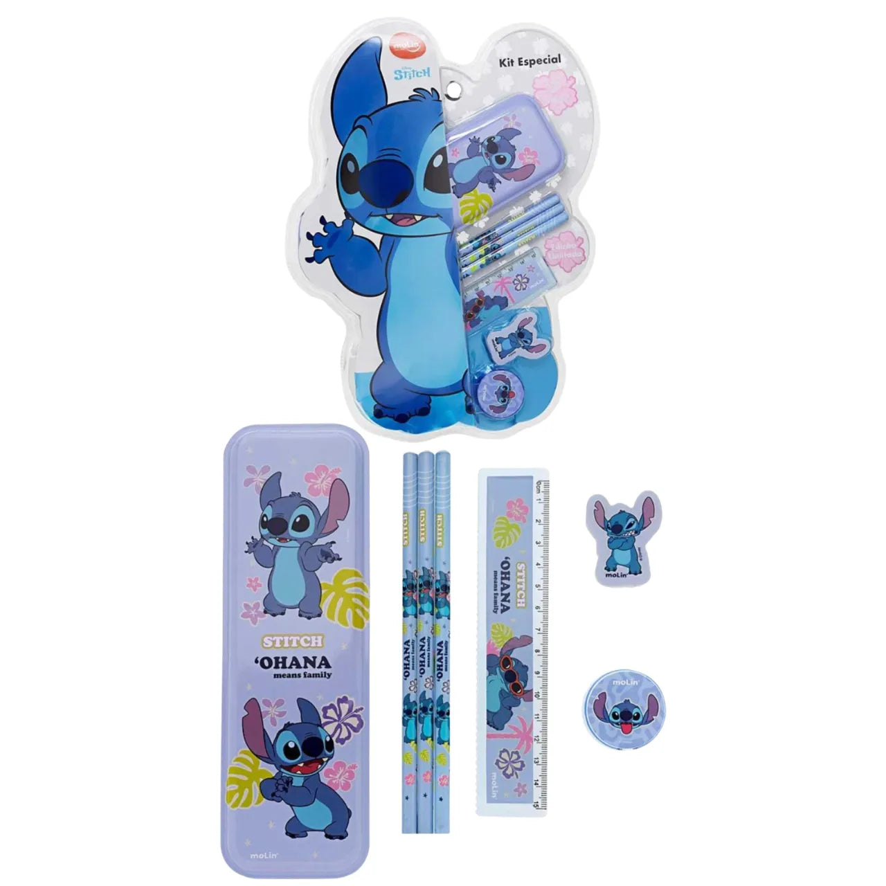 Kit Especial Stitch com 7 Itens Lilo e Stitch Disney Molin