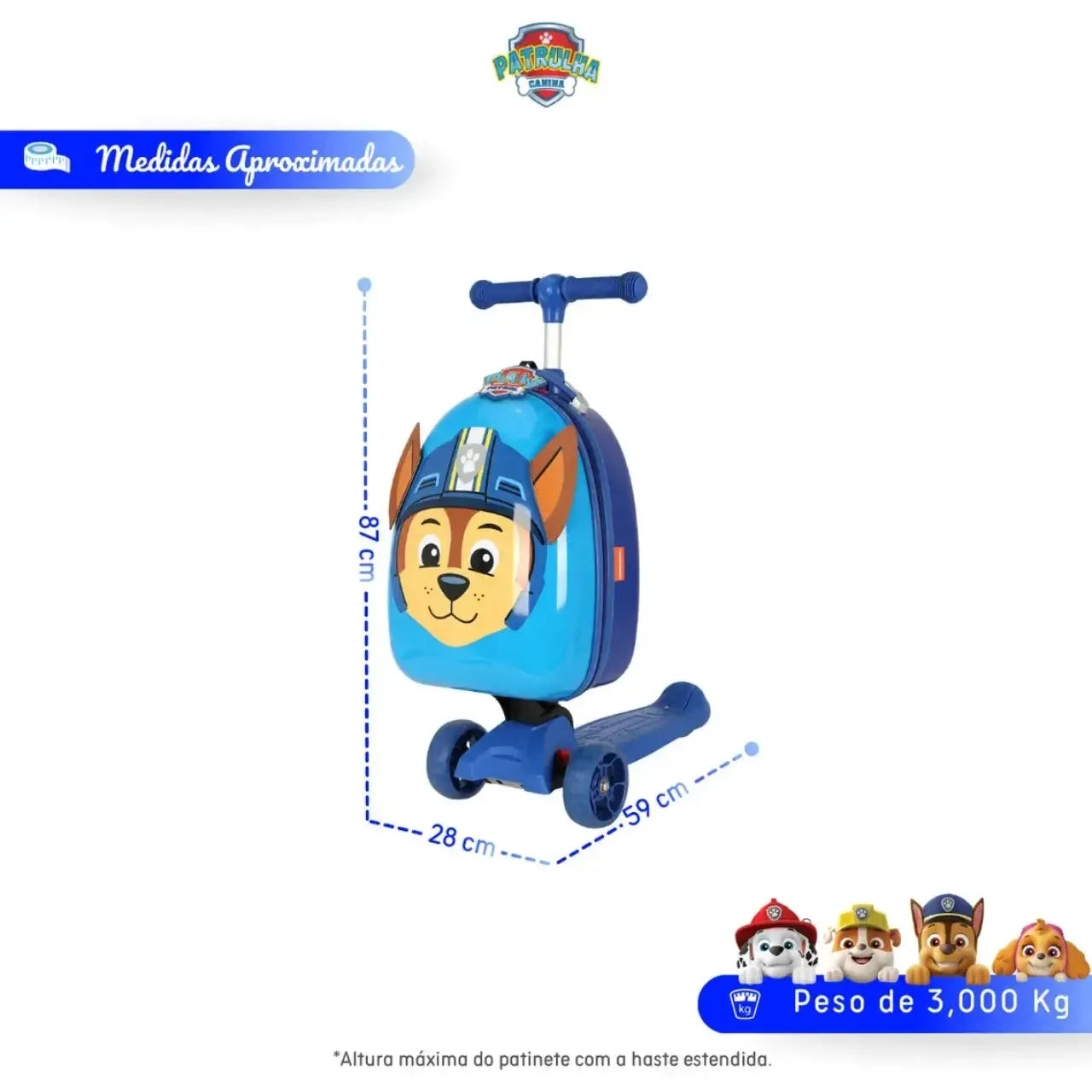 Mala Infantil Patinete Paw Patrol Azul Luxcel