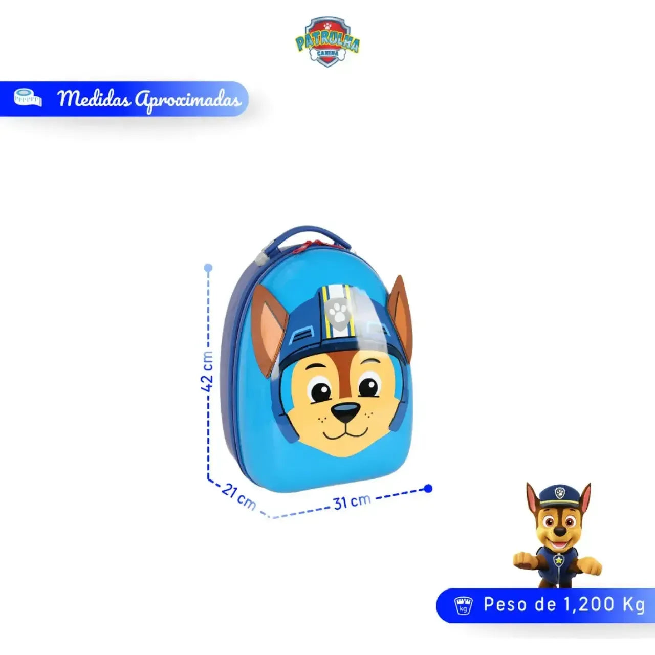 Mala Infantil Patinete Paw Patrol Azul Luxcel