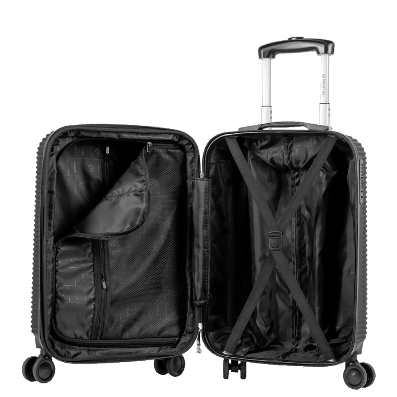 Mala de Bordo 10kg Sestini 4 All ABS com Cadeado TSA Rodas 360° Preta