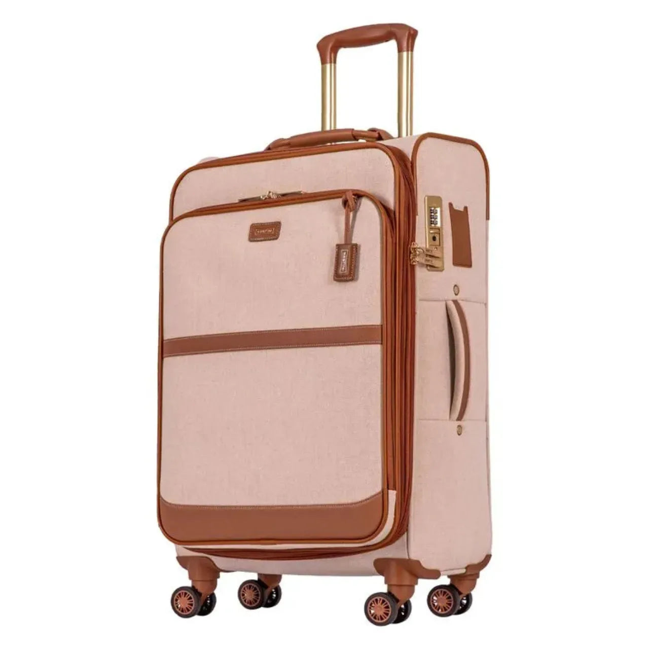 Mala de Viagem 23kg Média Tecido Sestini Royale Rodas 360° Bege