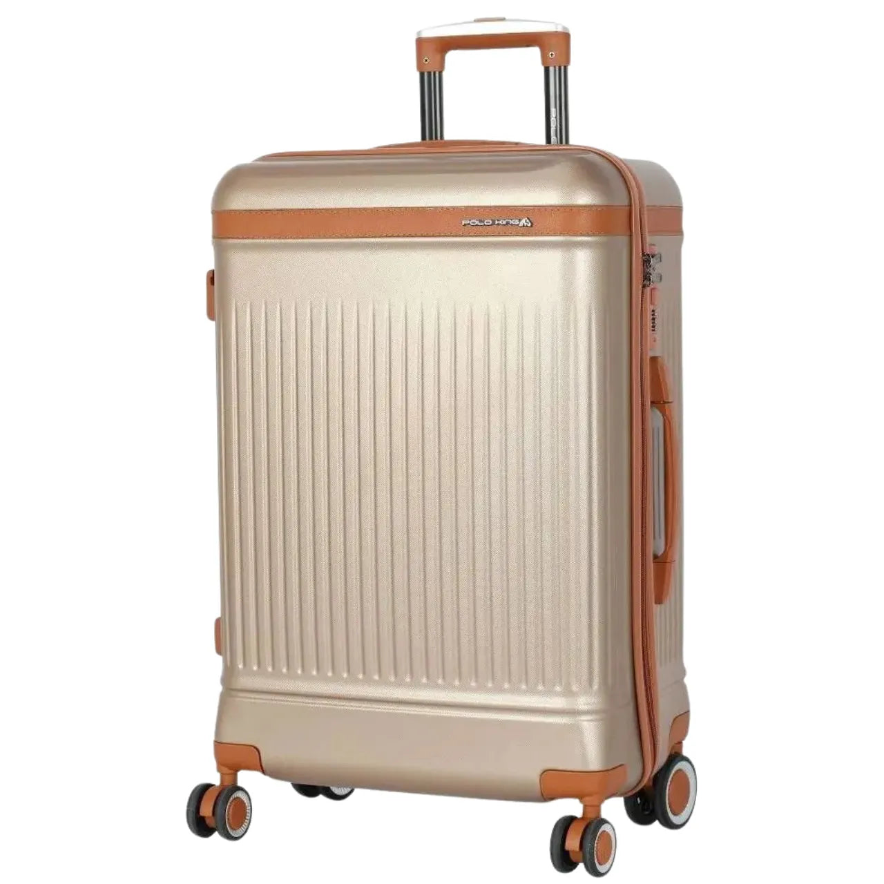 Mala de Viagem Grande 32kg Polo King Champanhe com Cadeado TSA Rodas 360°