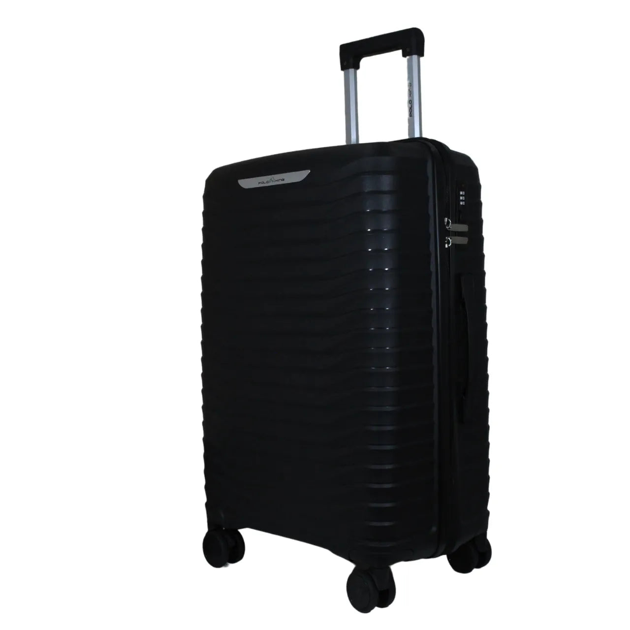 Mala de Viagem Média 23kg Polo King Polipropileno Preta Rodas 360°